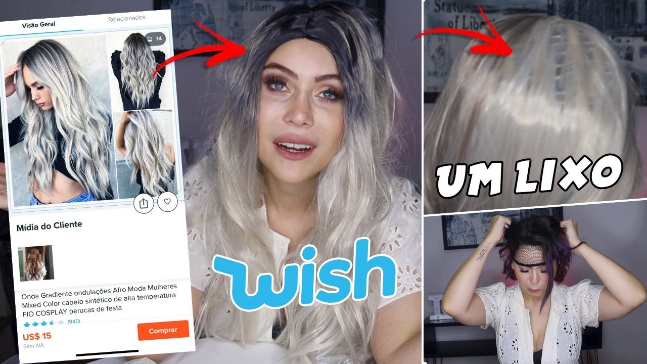 TESTANDO PERUCAS BARATAS DA WISH - CUIDADO AO COMPRAR DA CHINA!