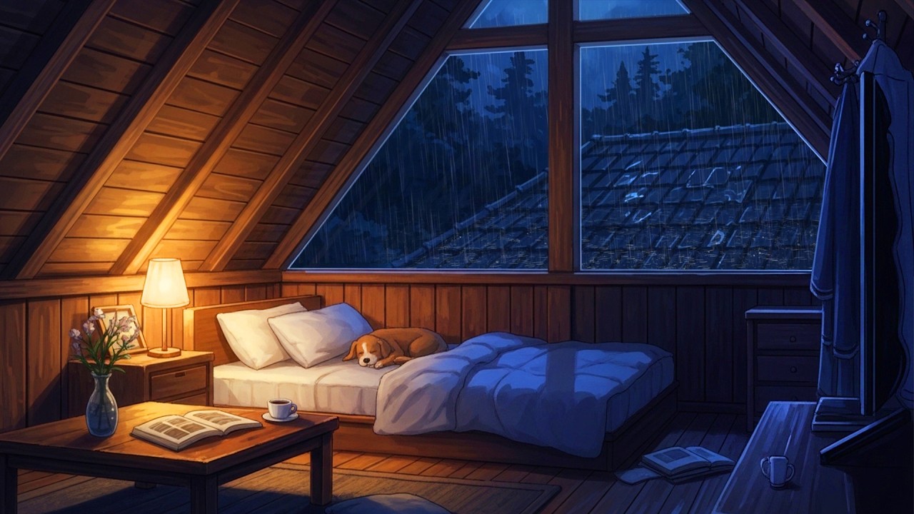 Cozy Rainy Attic Night 🌧️ Sleep & Relax with Gentle Rain Sounds (LIVE)
