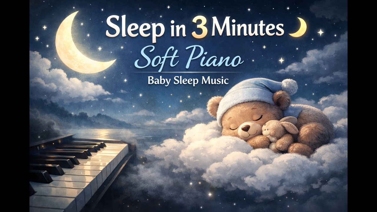 Sleep in 3 Minutes 🌙 Soft Piano Baby Sleep Music | 1 Hour Calming Bedtime Sound