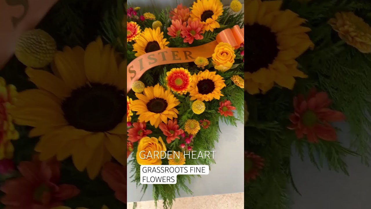 Sunflower Garden Heart can be with or without Ribbon Text. Handcrafted designed in Ayrshire
