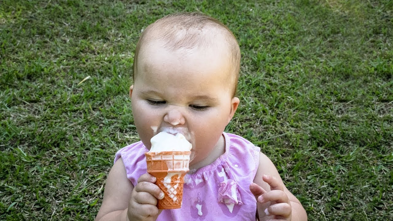 Funnest Baby Eating Ice cream  In The First Time