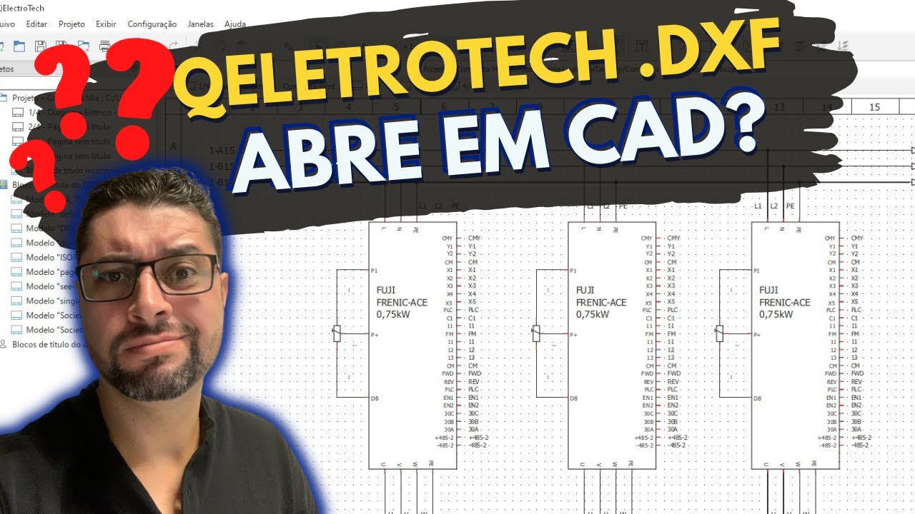 Comandos elétricos no Qeletrotech em  dxf para Auto Cad