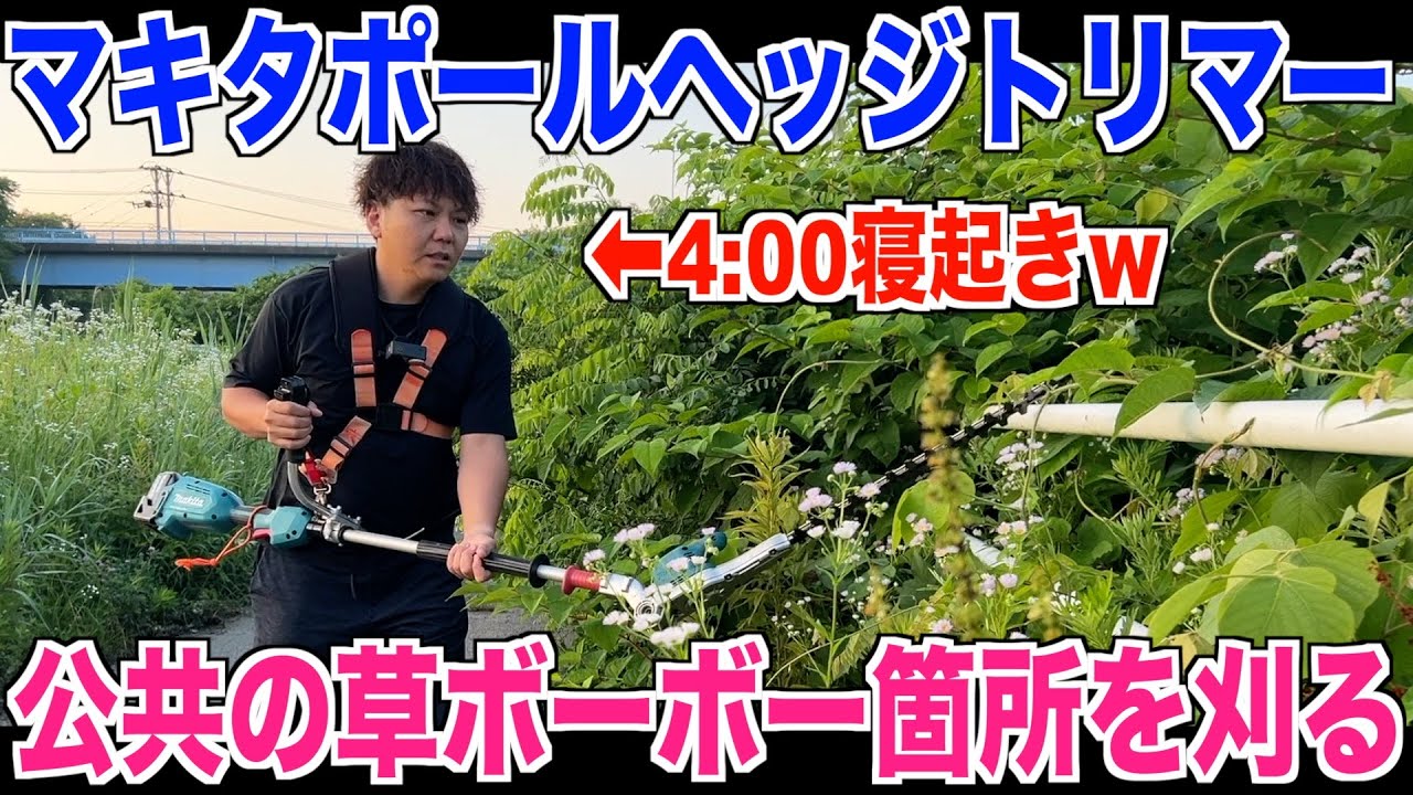 【マキタ】ポールヘッジトリマーで草ボーボーな場所を刈る 30代米作り奮闘記#375