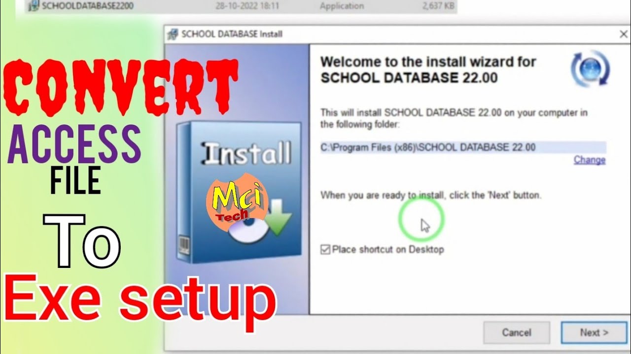 how to convert access database(ACCDB) file to EXE setup for installation