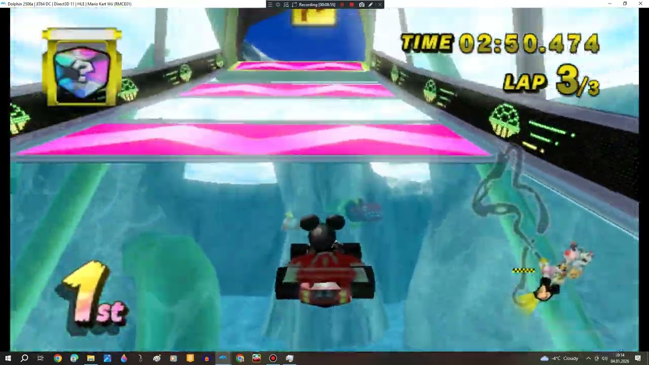 Mickey Mouse Competing against other racers in Mario kart Wii