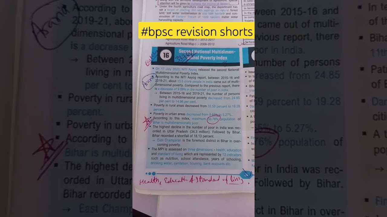 Multidimensional poverty index #trick #bpsc #revision #currentaffairs