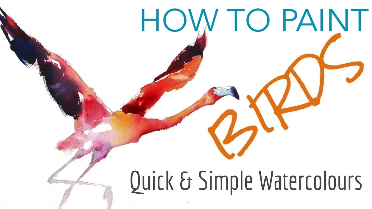 Ep 5   Flying Flamingo best quality   Quick Watercolour Birds