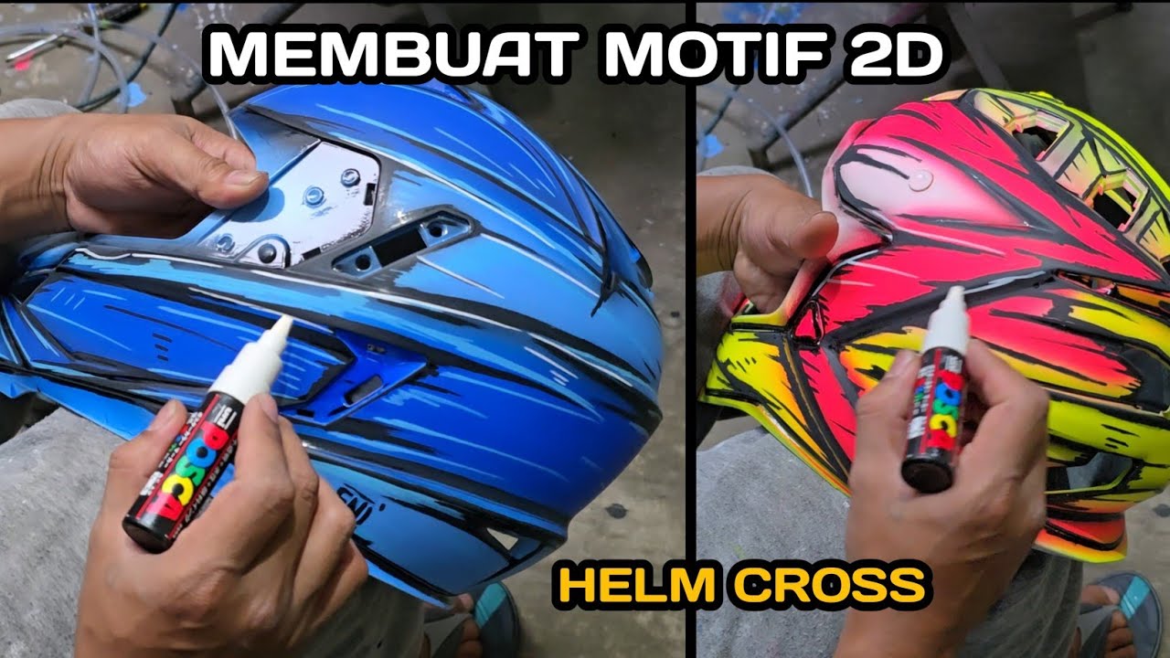 KENAPA PADA SUKA MOTIF BEGINIAN ?Padahal bikinya mudah & gak ribet.Repaint helm cros dengan motif 2D