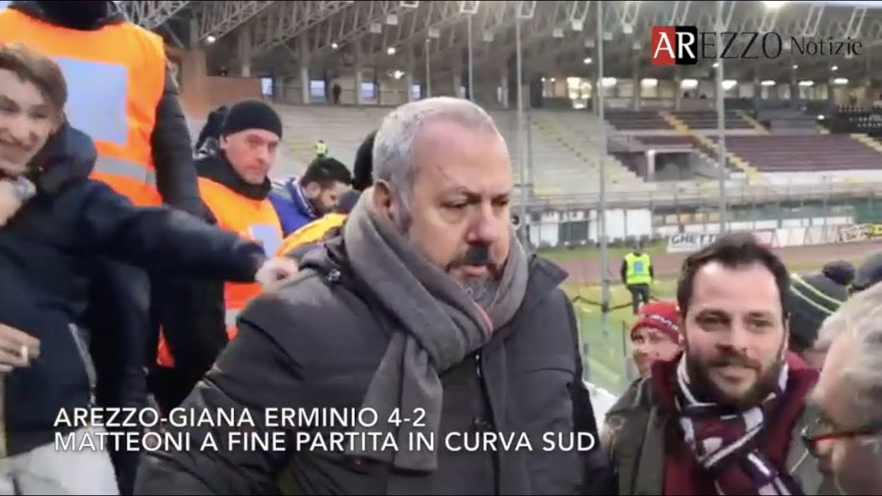 #ArezzoGianaErminio 4-2, #Matteoni a fine partita in #curva