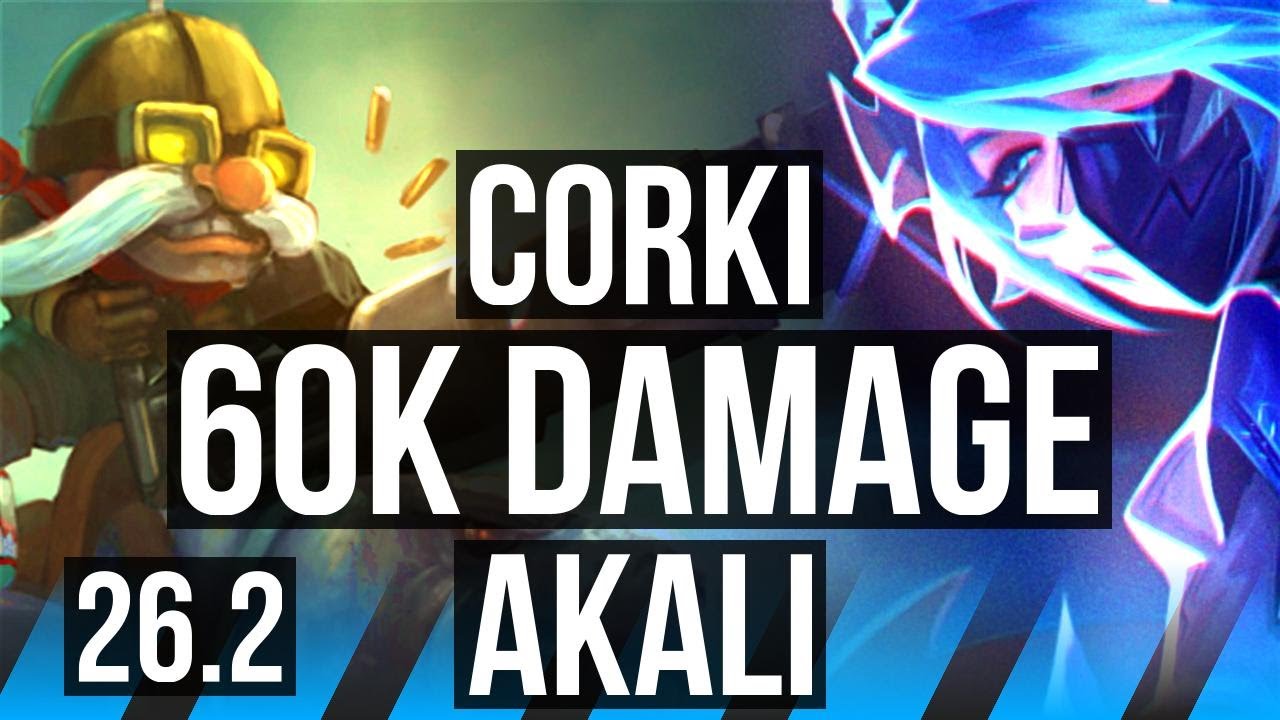 CORKI vs AKALI (MID) | 60K damage | KR Grandmaster | 26.2