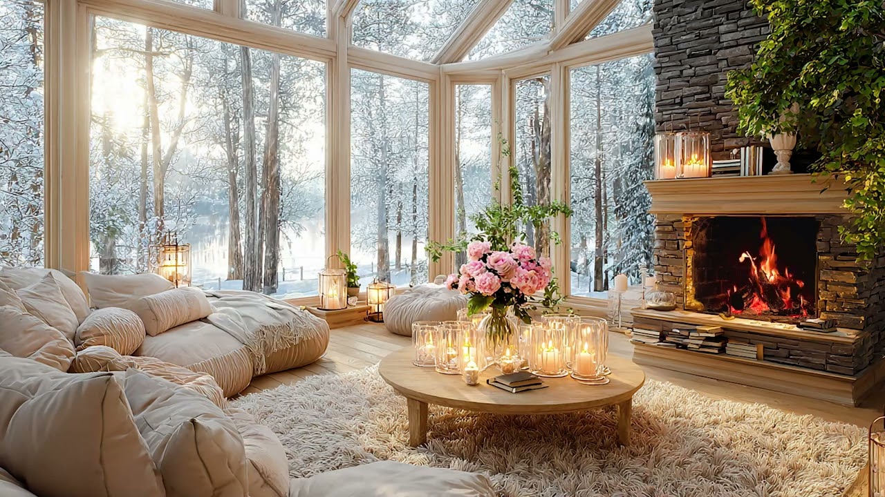 Soft Piano Music with Fireplace Sounds for Deep Relaxation, Stress Relief and Warm Room