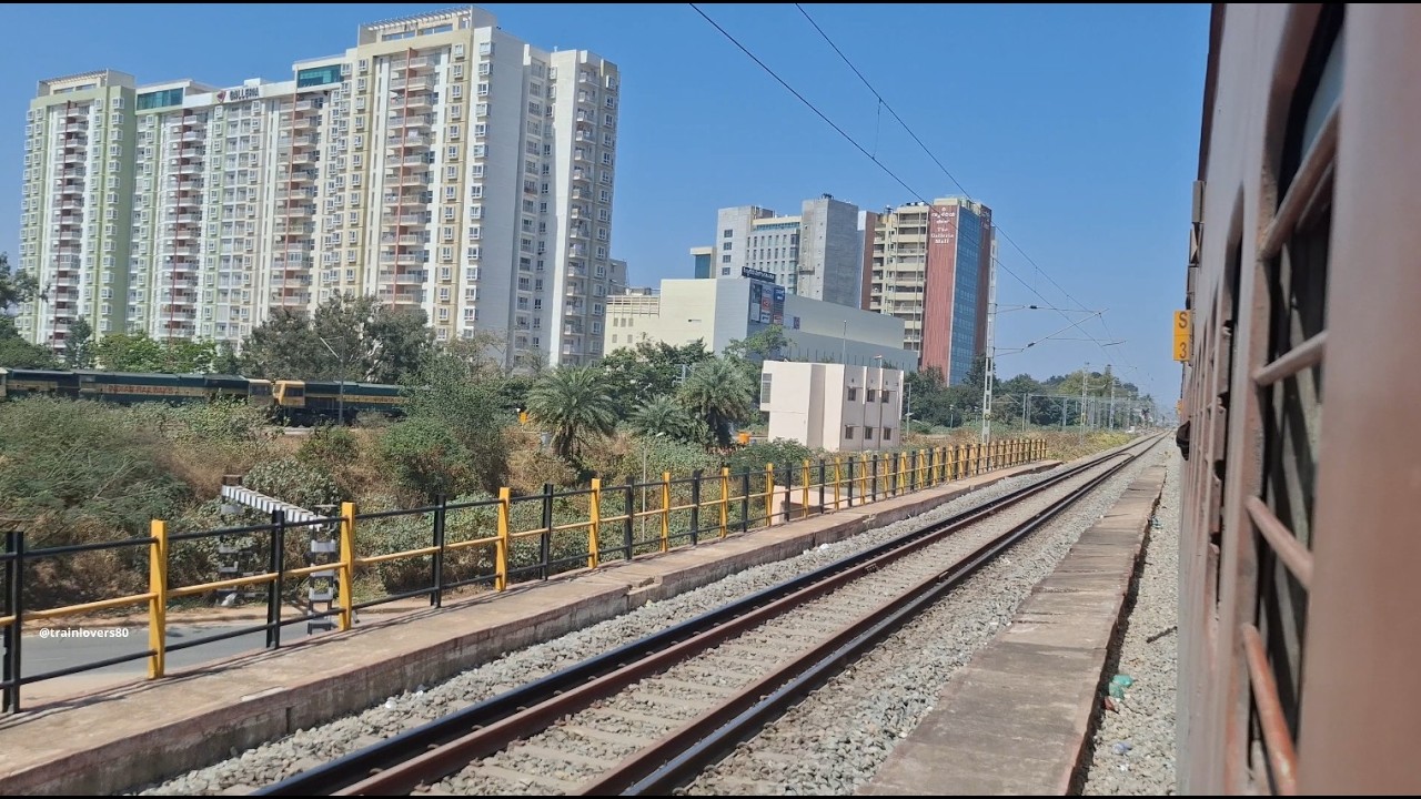 City Railway Track View from Moving Train 🚆 |Window View Journey|4K