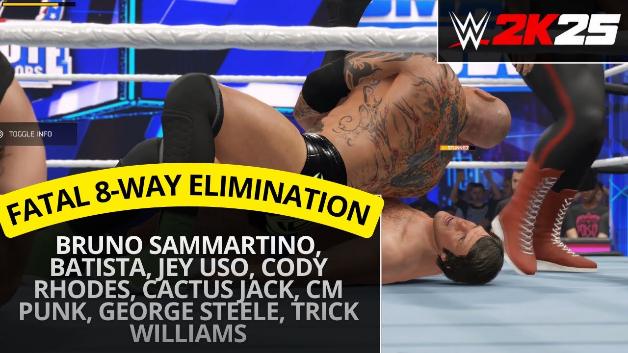 WWE 2K25 – Bruno Sammartino vs Batista vs Jey Uso vs Cody Rhodes (Fatal 8-Way Elimination)