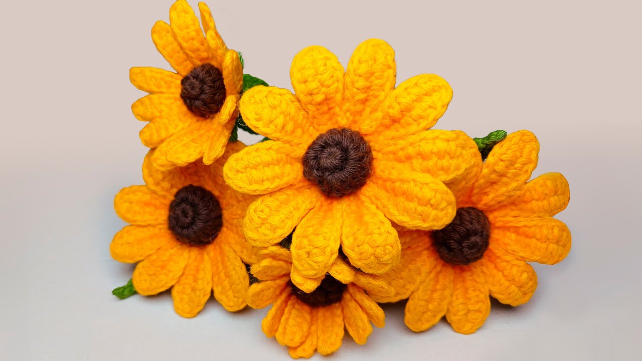 🌻 MINI Girasol a Crochet - Paso a paso | Tutorial fácil 🌼