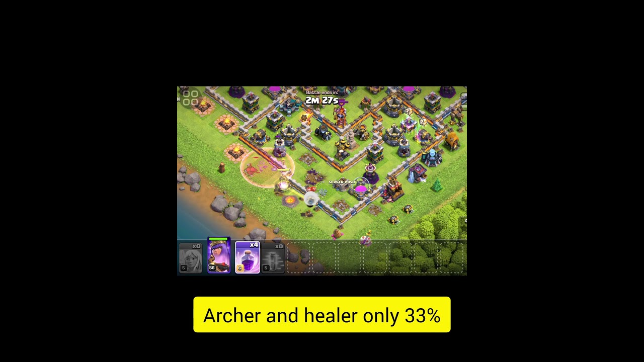 Archer and healer only 33% Attack #clashofclans #gaming #clashofclansvideos