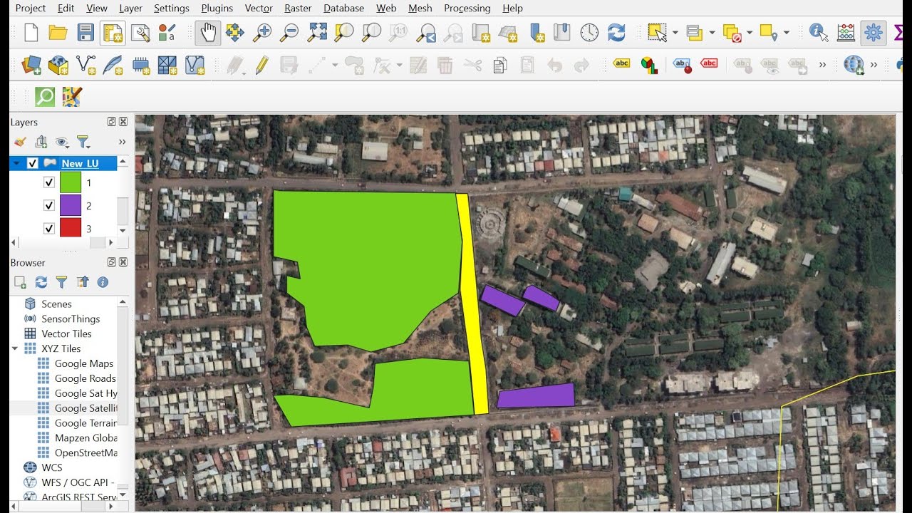 Land Use Digitizing with high resolution satellite image in QGIS