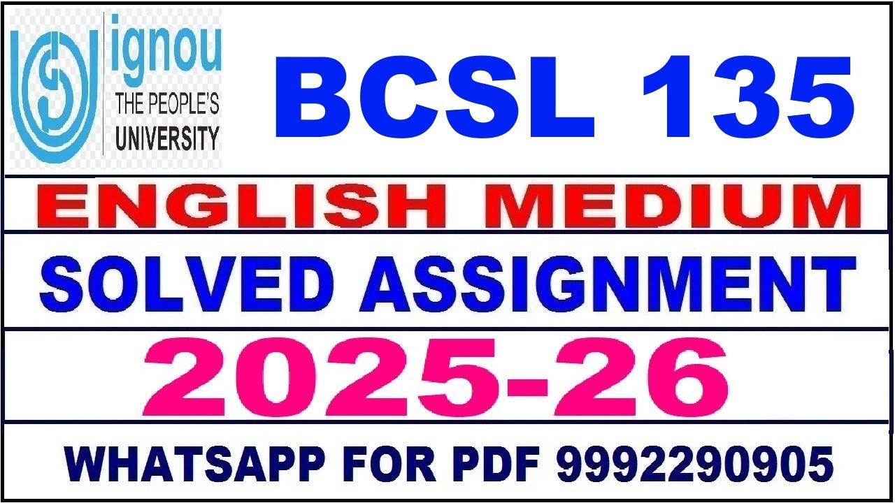 BCSL 135 solved assignment 2025-26 in English || bcsl 135 solved assignment 2026 || bcsl135 2025-26