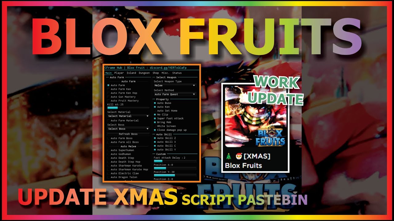 BLOX FRUITS Script Pastebin 2022 UPDATE AUTO FARM NEW ISLAND | CANDY FARM & MORE [🎄🎅XMAS]