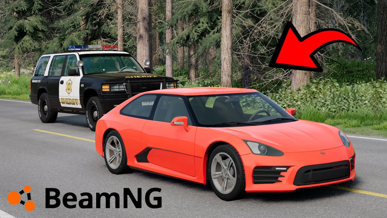SŁABE AUTO POLICYJNE VS SZYBKI SAMOCH&Oacute;D SPORTOWY w BEAMNG.DRIVE 