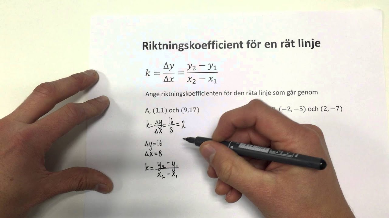 Formel för riktningskoefficient