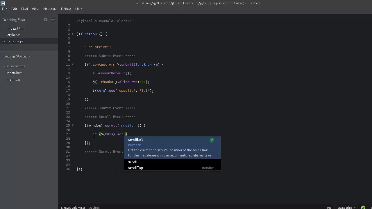 jQuery Tutorial #03 Form and Document/Window Events (Submit, Scroll and Resize)