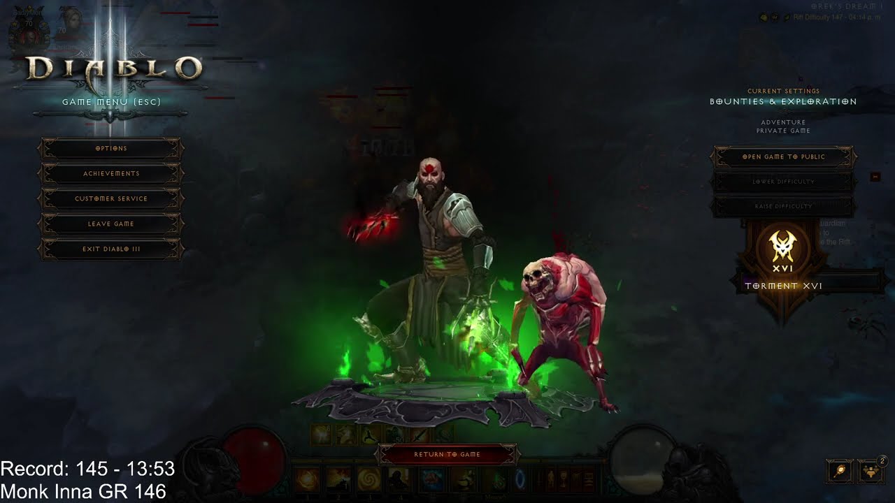 Monk Inna Fire Ally GR 147 12:57 Rank 1 (NA) - Season 37 Diablo 3
