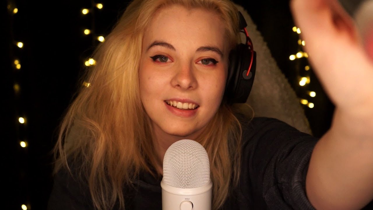 ASMR - gently brushing your face and ears - breathy close up whispers