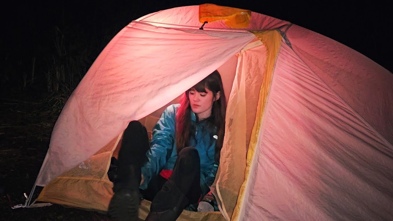 cozy solo camping on the beach