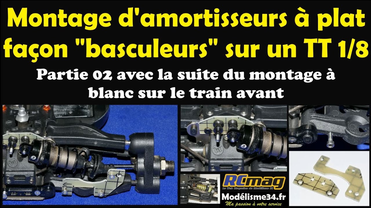 Montage d'amortisseurs à plat façon basculeurs sur un buggy TT 1/8 - Partie 02