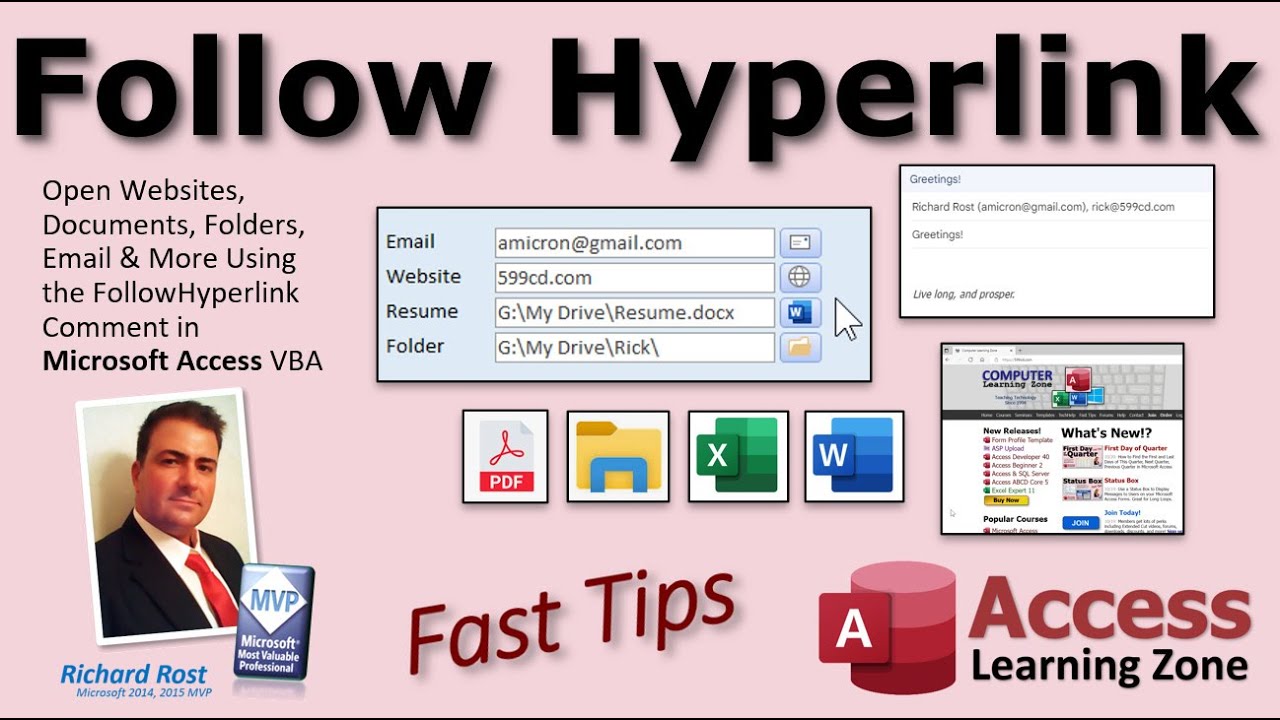 Open Websites, Documents, Folders, Email, More Using FollowHyperlink Command in Microsoft Access VBA