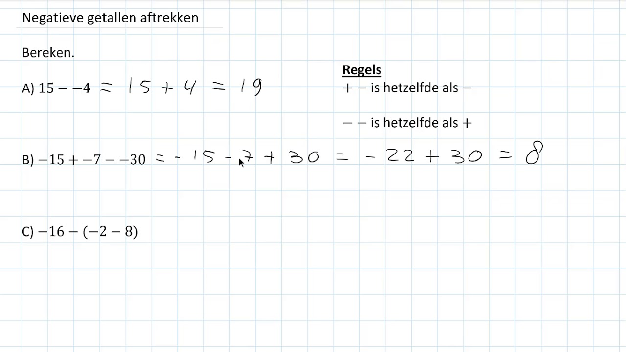 Negatieve getallen aftrekken (1 HAVO/VWO & 1 VWO)