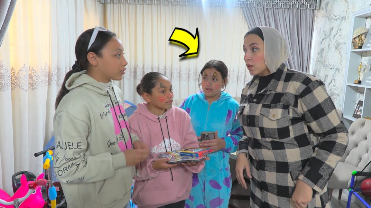 بنت صغيرة ترسم شكل قطه على وشها - شوف حصل أية !!