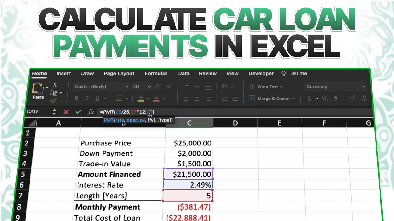 How To Calculate Car Loan Payments In Excel