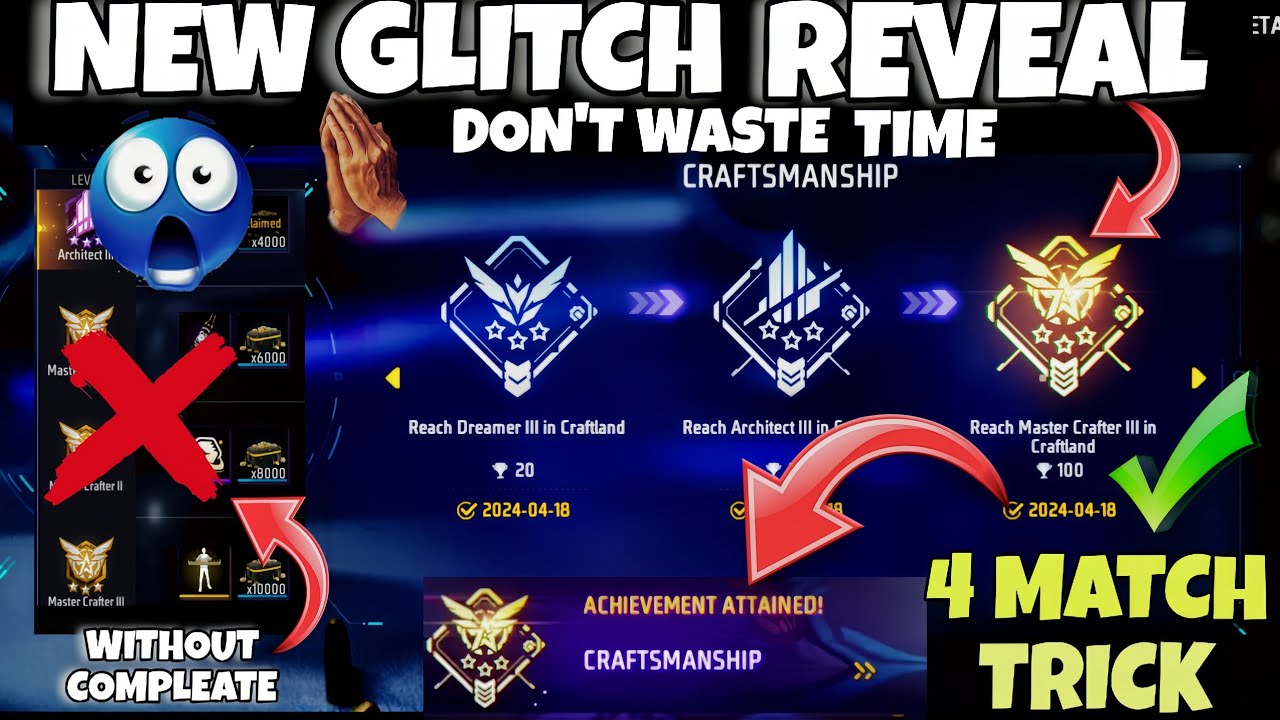 HOW TO COMPLEATE CRAFTMANSHIP ACHIEVEMENT IN 4 MATCH FREE FIRE 😮🔥 ||