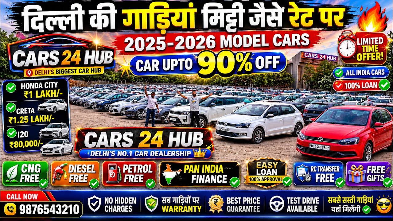 Biggest used car sale at cars24hub, Delhi car bazaar, live second-hand car sale, used cars in Delhi