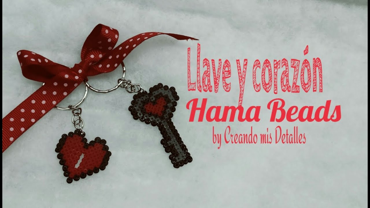 DIY Corazón y llave San Valentin Hama Beads mini Perler Beads (tutorial)