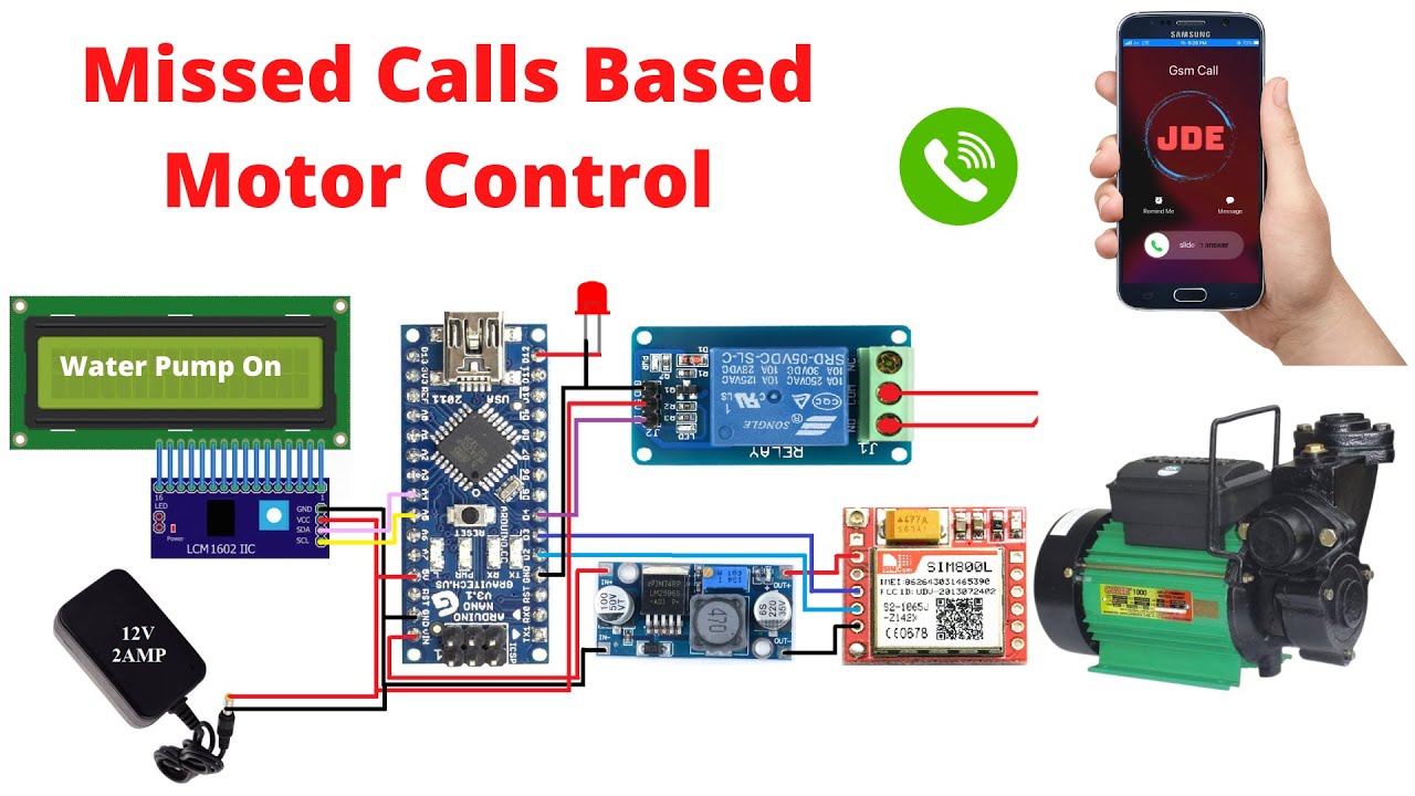 How to on & off Water Pump Using Missed Calls | GSM 800l Based Motor Control System