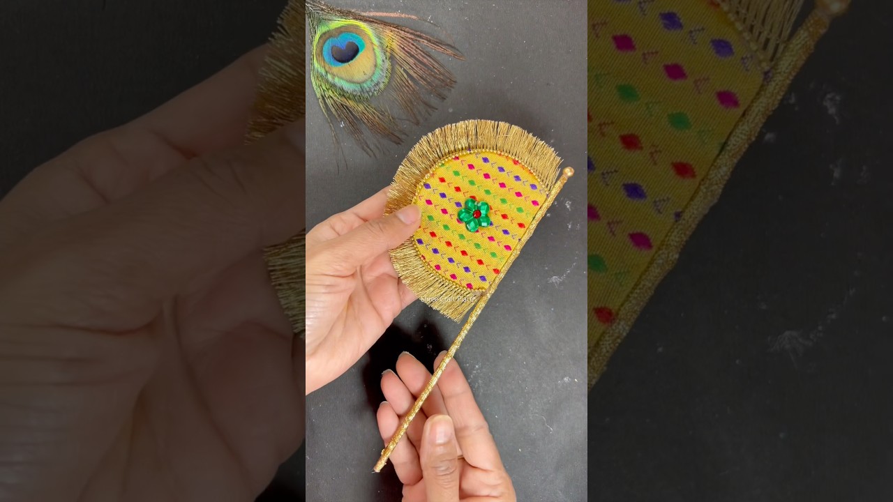 DIY Hand Fan for Laddu Gopal ji😍 #viral #janmashtami #art #shorts #trending #shortsfeed