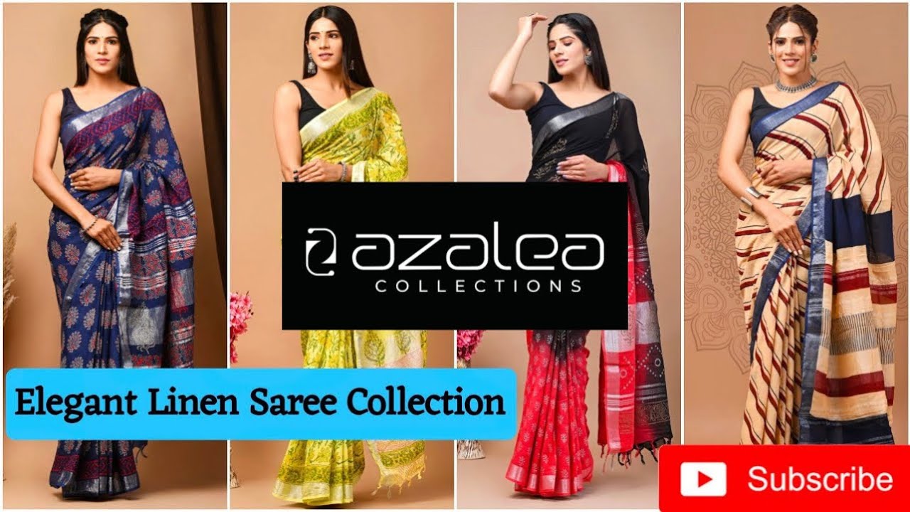 Elegant Linen Saree Collection2023 @azaleacollections  #linensaree #linencotton…