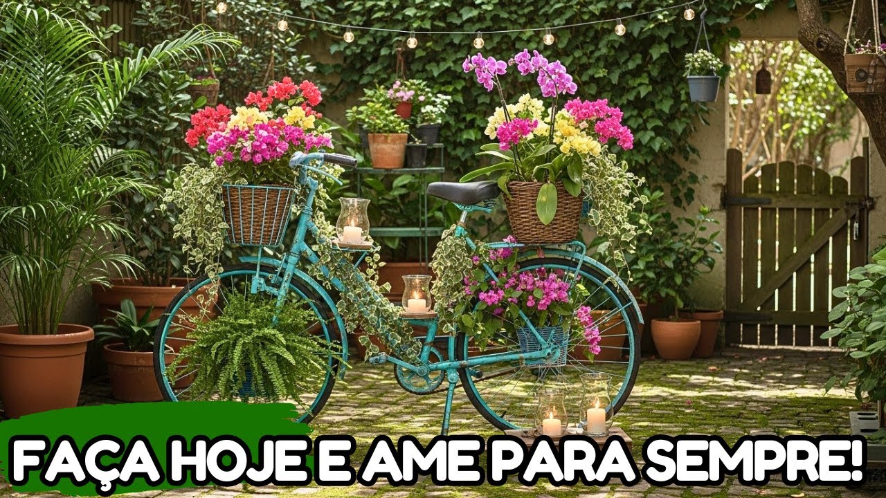 Jardim Criativo: Reciclagem com Carro de M&atilde;o Velho, Bicicletas e Velas