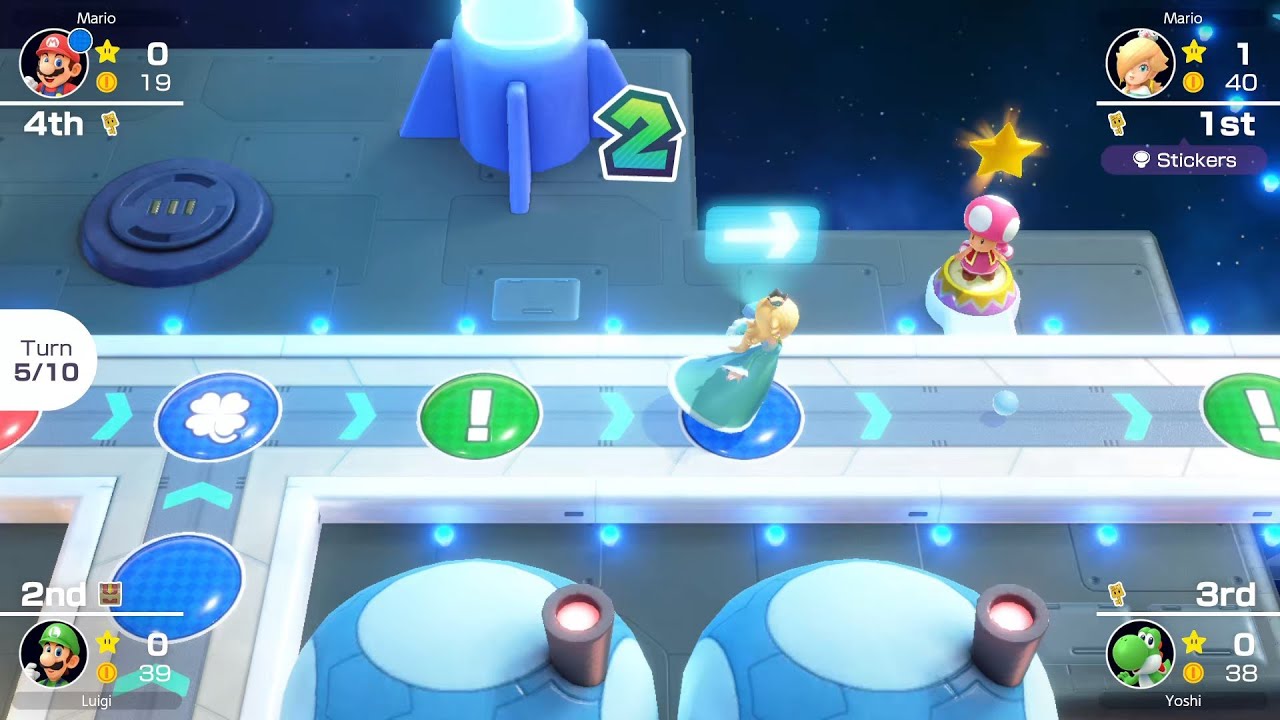 Mario Party Superstars Space Land Rosalina vs Luigi vs Mario vs Yoshi