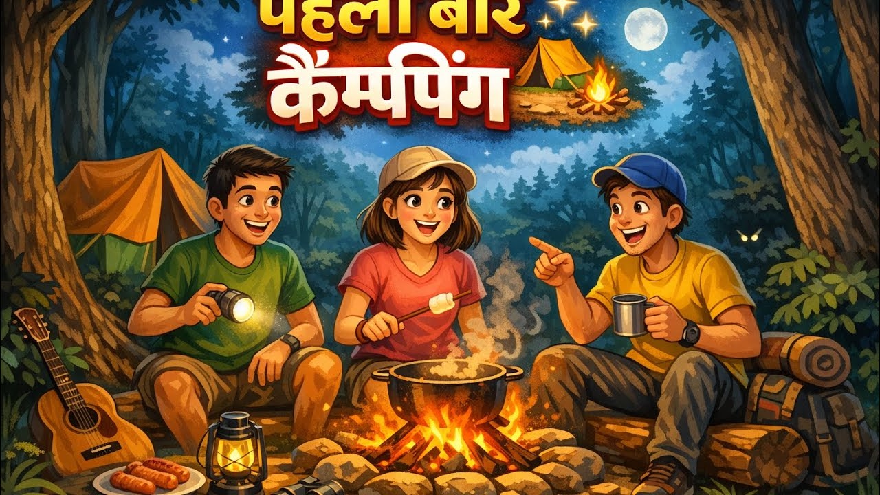 जंगल में कैम्पिंग | बच्चों की मज़ेदार कहानी 🐒🌲| Jungle Me Camping | Hindi Cartoon | Moral stories | 