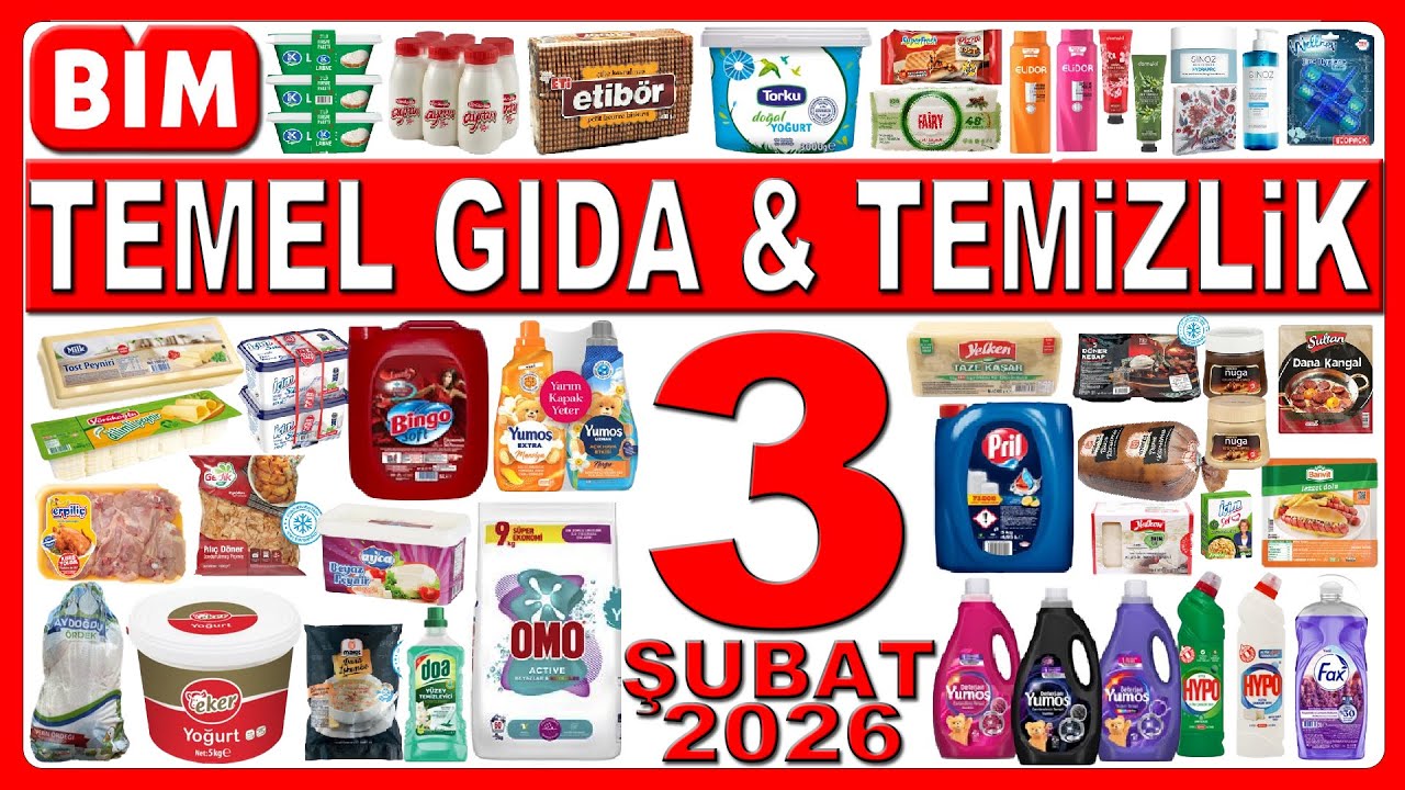 BİM TEMEL GIDA VE TEMİZLİK BU SALI | BİM 3 ŞUBAT 2026 KATALOĞU DETERJAN VE GIDA ÜRÜNLERİ BU HAFTA