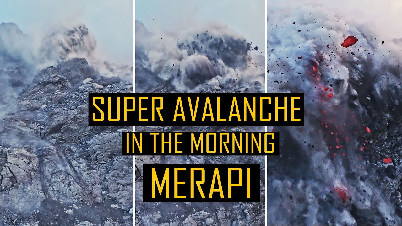GUGURAN LAVA PIJAR SUPER BESAR MERAPI DI PAGI HARI | FPV DRONE