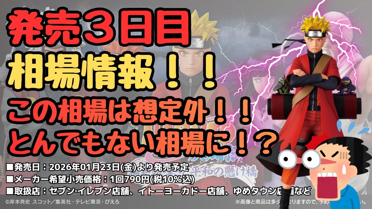 【NT一番くじ相場情報】一番くじ NARUTO ナルト  疾風伝 輪廻の嘆きと平和の懸け橋！！発売３日目相場実績！