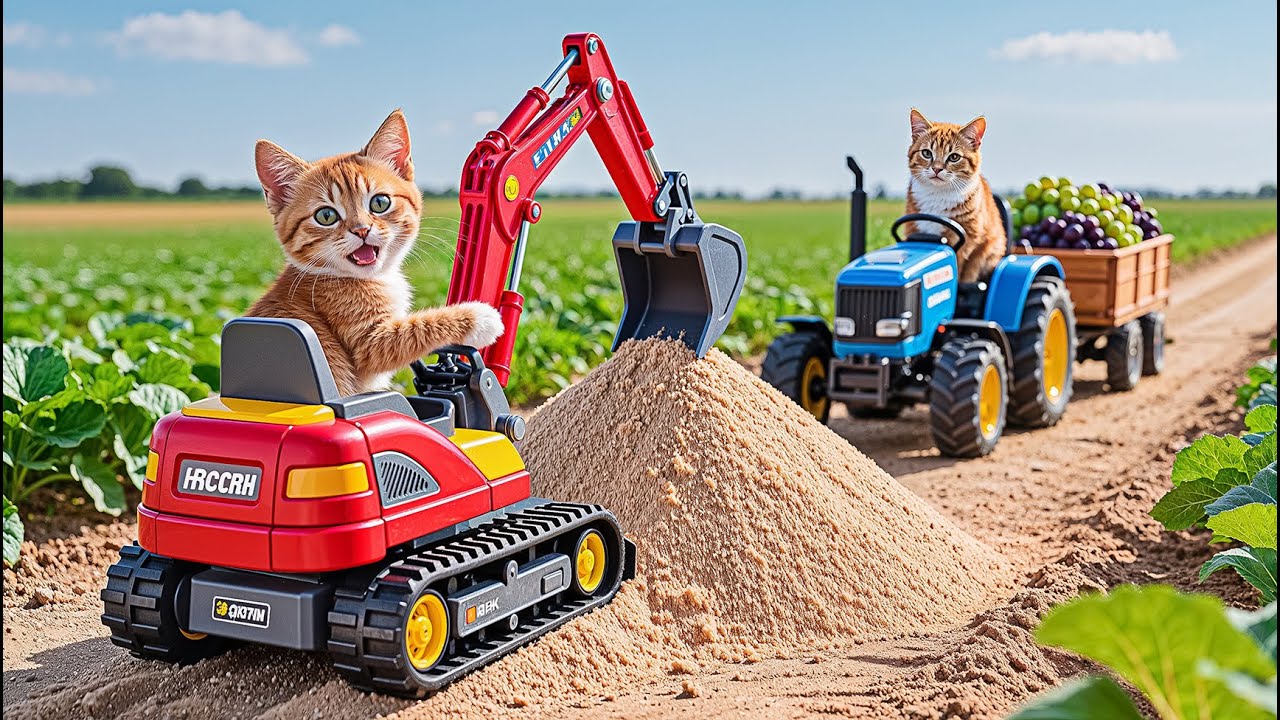 Kitten Helps Mama Cat Fix Broken Road While Harvest Grape at Farm 🐾🐱🍇👷&zwj; | Heartwarming Story