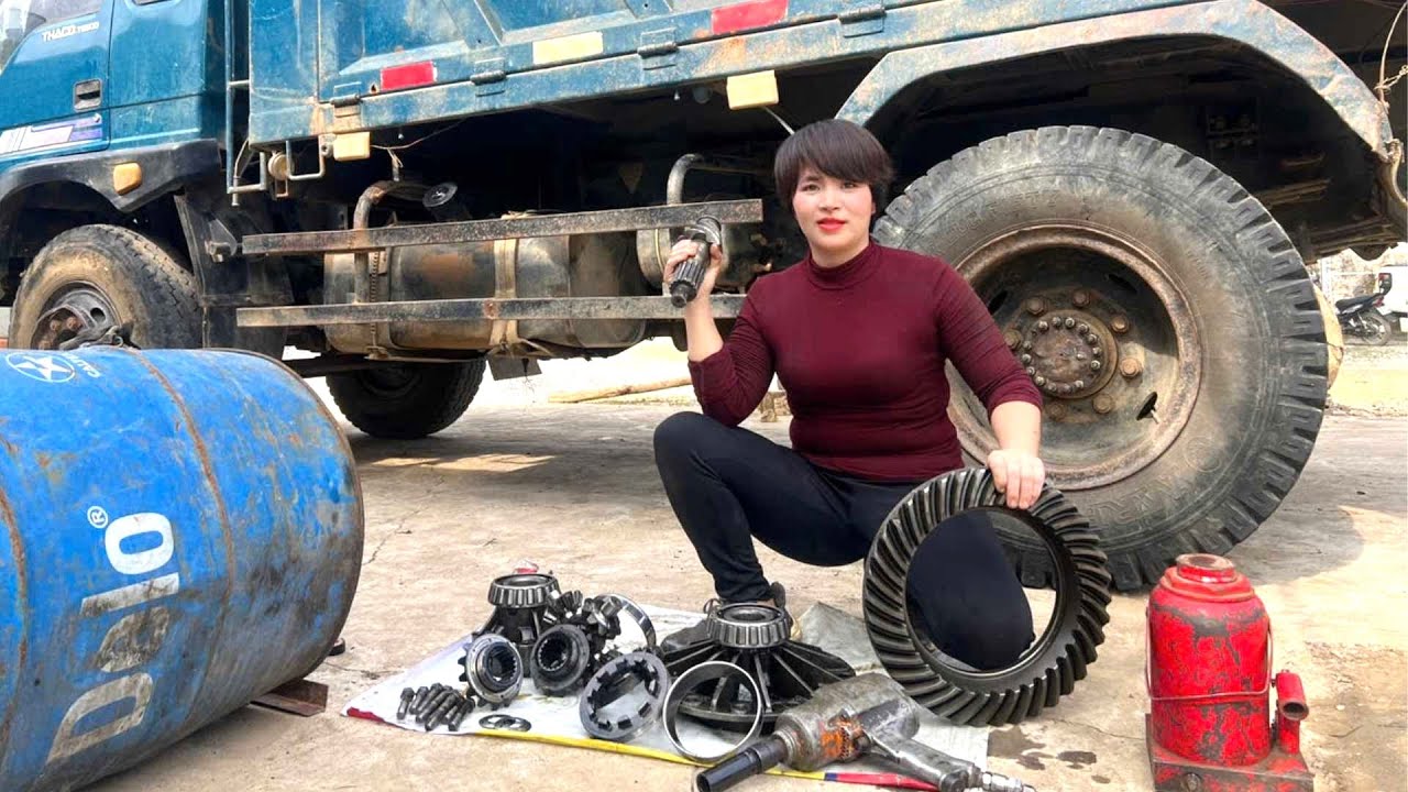Repairing a bridge for trucks carrying construction materials - this girl can do it.