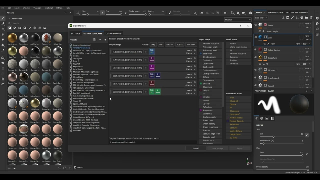 Export maps from substance painter