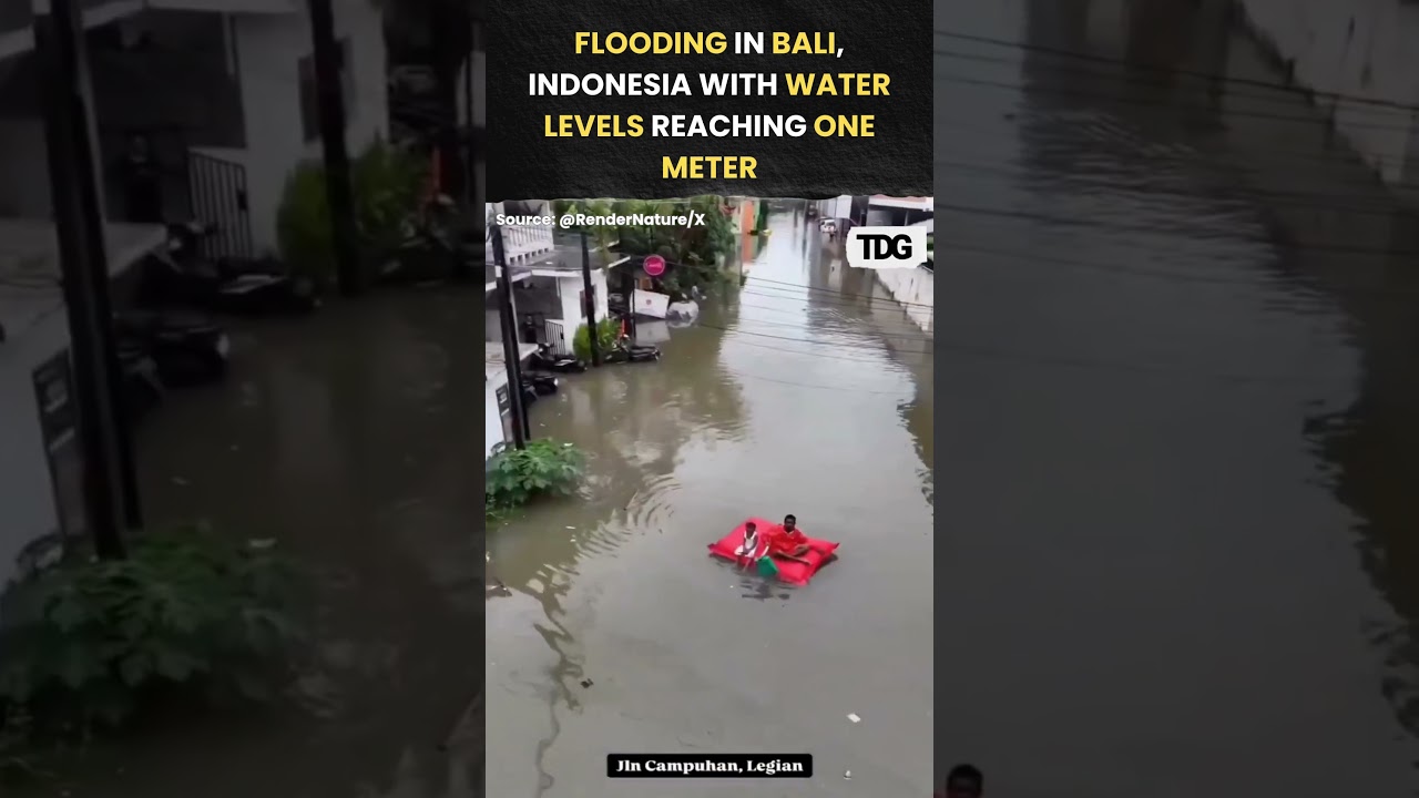 #watch |  Heavy rains caused flooding in Bali, Indonesia with water levels reaching one meter.