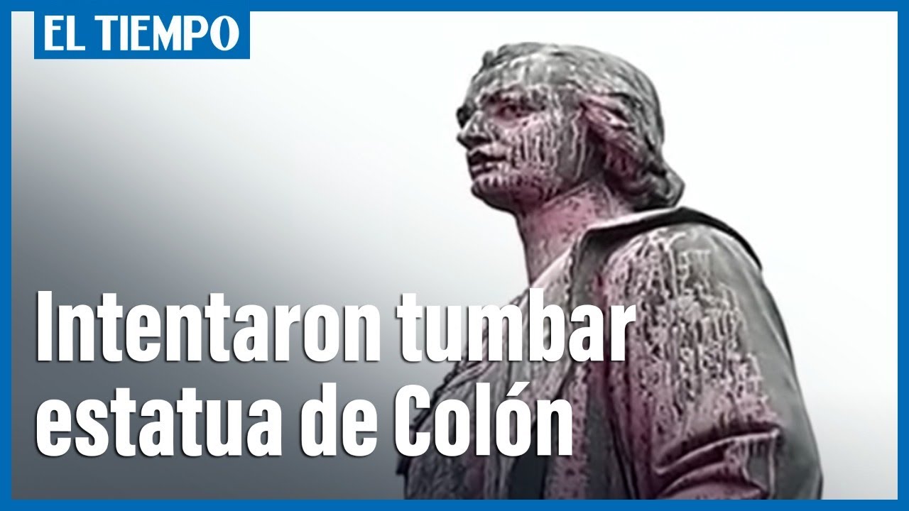 La comunidad Misak intento derrumbar la estatua de Cristóbal Colón | El Tiempo